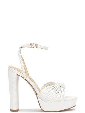 Jessica Simpson Immie White Knotted Platform Ankle-Strap Sandals in White Lizard
